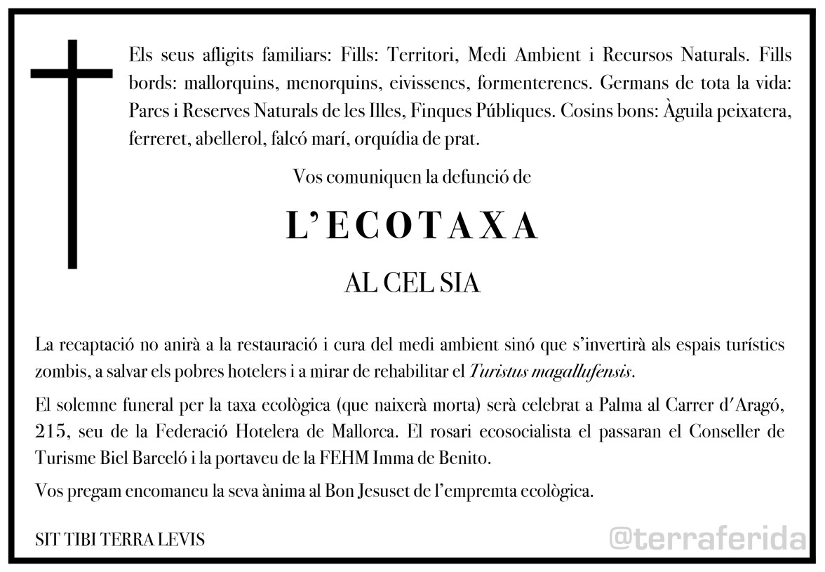 Esquela de l'Ecotaxa @terraferida