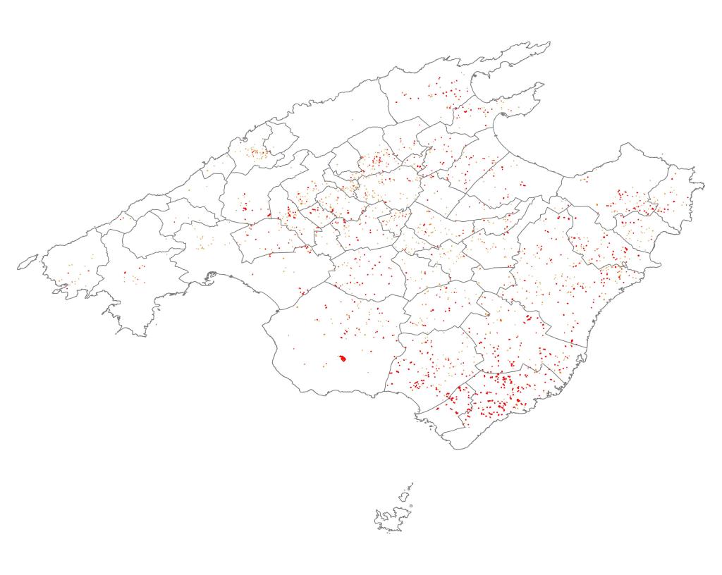 Mapa nous unifamiliars sòl rústic 2015 2021